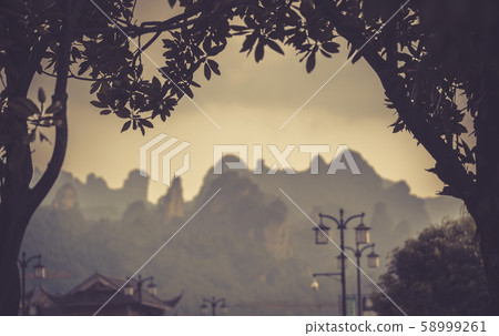View of rocky karst mountain formations in View of rocky karst mountain formations in 58999261