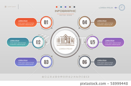 Infographics design template with icons, process 58999448