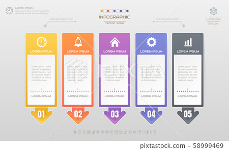 Infographics design template with icons, process 58999469