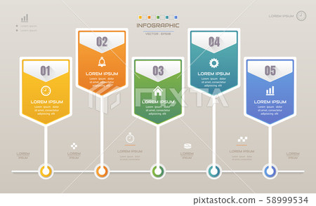 Infographics design template with icons, process Infographics design template with icons, process 58999534