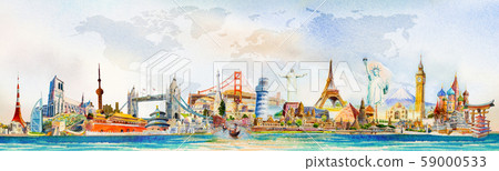World travel and sights. Famous landmarks world. World travel and sights. Famous landmarks world. 59000533