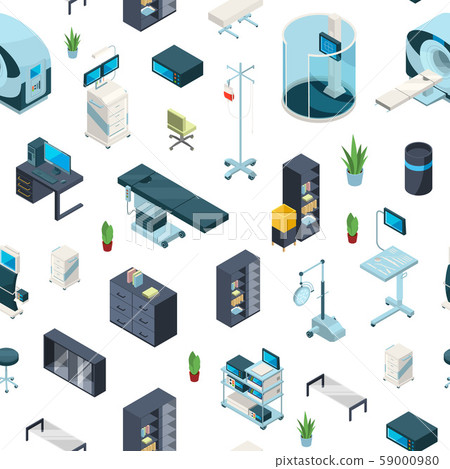 Vector isometric hospital icons pattern Vector isometric hospital icons pattern 59000980