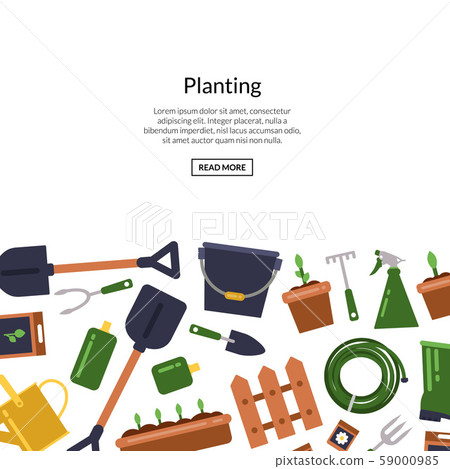 Vector flat gardening icons background with... - Stock Illustration ...