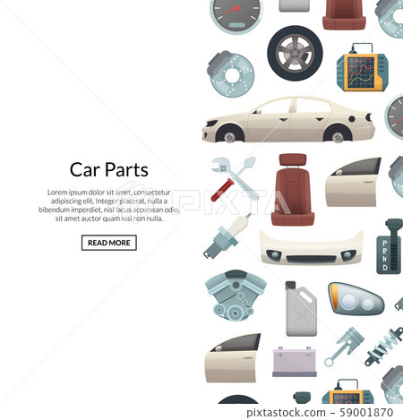 Vector car parts background illustration with text 59001870