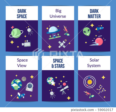 Vector flat space icons card or flyer template illustration 59002017