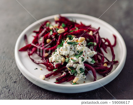 Raw beetroot noodles or beet spaghetti salad Raw beetroot noodles or beet spaghetti salad 59006617