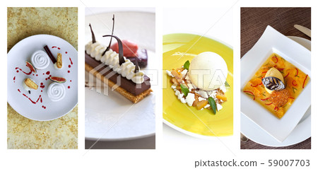 French desserts on a collage French desserts on a collage 59007703