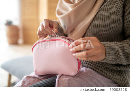 Top view of makeup cosmetic bag for woman Top view of makeup cosmetic bag for woman 59008228