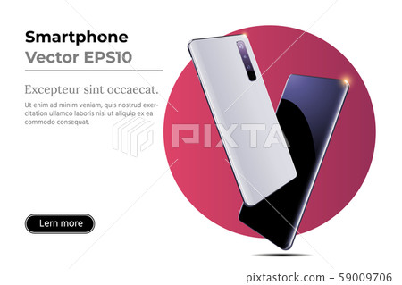 Two Smartphones with Frameless Blank Screen in Rotated Position. Two Smartphones with Frameless Blank Screen in Rotated Position. 59009706