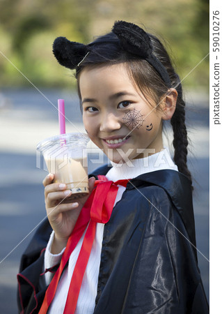 Halloween cosplay girl with tapioca drink Halloween cosplay girl with tapioca drink 59010276