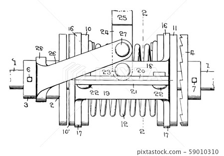 Engine Starter vintage illustration. 59010310