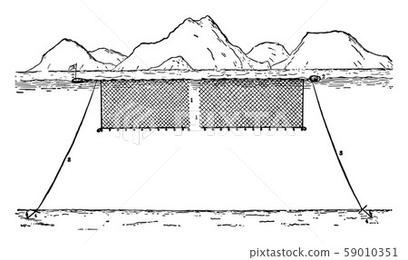 Gill net, vintage illustration. 59010351