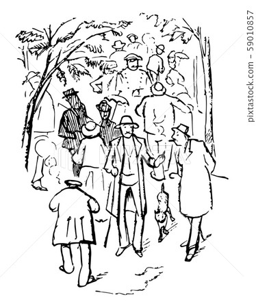 Promenade vintage illustration. Promenade vintage illustration. 59010857