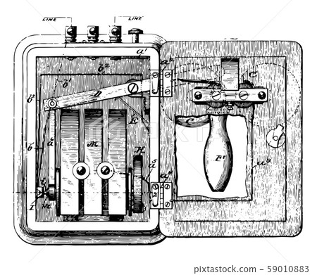 Placing a Phone Call, vintage illustration. Placing a Phone Call, vintage illustration. 59010883
