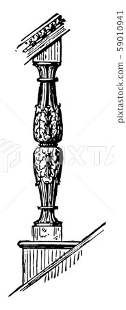 Baluster coping vintage engraving. Baluster coping vintage engraving. 59010941