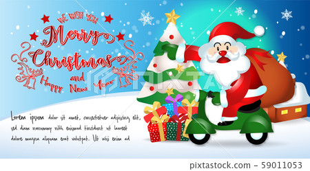 Merry Christmas. Santa Claus cute cartoon for Christmas and New Year background. Vector illustration. 59011053