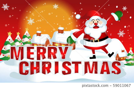 Merry Christmas. Santa Claus cute cartoon for Christmas and New Year background. Vector illustration. Merry Christmas. Santa Claus cute cartoon for Christmas and New Year background. Vector illustration. 59011067