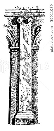 Pilaster, wall, vintage engraving. 59011089
