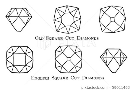 Square Cut Diamonds vintage illustration. Square Cut Diamonds vintage illustration. 59011463