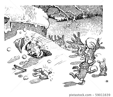 Rabbit Revenge vintage illustration Rabbit Revenge vintage illustration 59011639