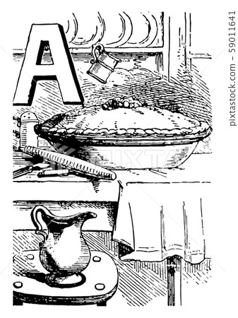 Alphabet A Apple Pie vintage illustration 59011641