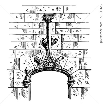 Accolade mouldings vintage engraving. 59011642