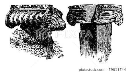 Angle to Capital column vintage engraving. Angle to Capital column vintage engraving. 59011744