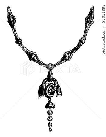 Necklace and Earring Set, vintage engraving. Necklace and Earring Set, vintage engraving. 59011895