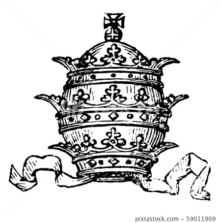 Tiara have a Pope's mitre with its triple crown, Tiara have a Pope's mitre with its triple crown, 59011909