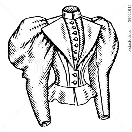 Fitted Jacket, lady's design, vintage engraving. Fitted Jacket, lady's design, vintage engraving. 59011915