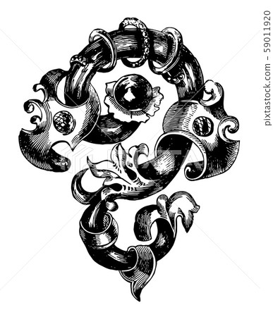 Brooch, combination of flowers, vintage engraving. Brooch, combination of flowers, vintage engraving. 59011920