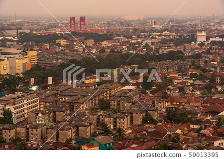 Indonesia Palembang cityscape Evening view 59013395