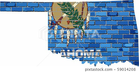 Oklahoma map on a brick wall 59014208