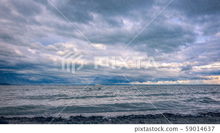 Big powerful storm clouds over the Lake Balaton of 59014637