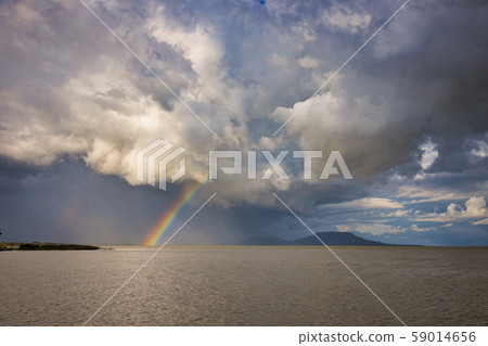 Big powerful storm clouds over the Lake Balaton of 59014656