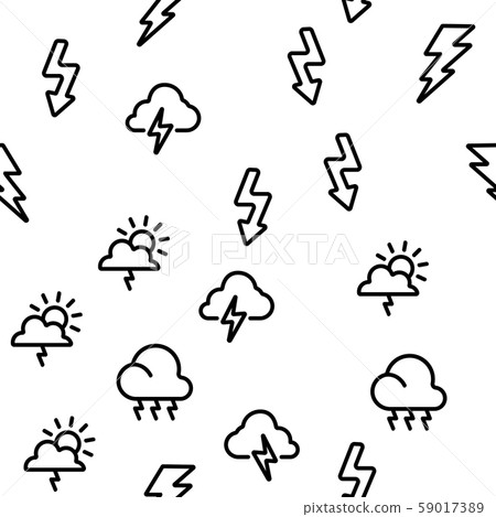 Thunder And Lightning Vector Seamless Pattern - Stock Illustration ...