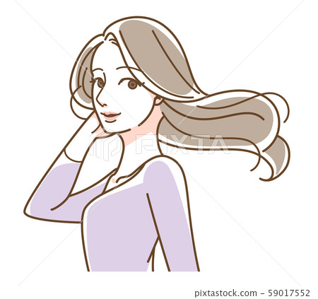 A woman who makes hair flutter, purple, bust... - Stock Illustration  [59017552] - PIXTA