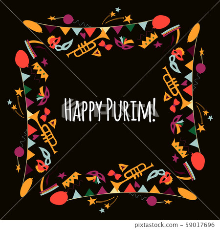 Vector illustration Happy Purim carnival set of 59017696
