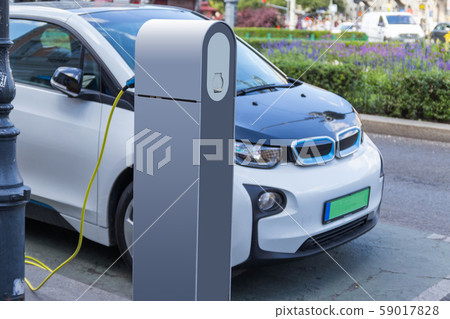 Electric car charging station. Close up of the Electric car charging station. Close up of the 59017828