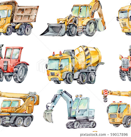 Watercolor seamless pattern with colorful little toy cars. Trucks and Cars Watercolor Background for Watercolor seamless pattern with colorful little toy cars. Trucks and Cars Watercolor Background for 59017896