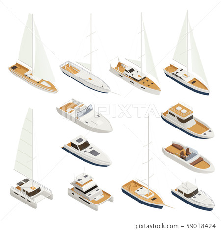 Yachting Isometric Icon Set - Stock Illustration [59018424] - PIXTA