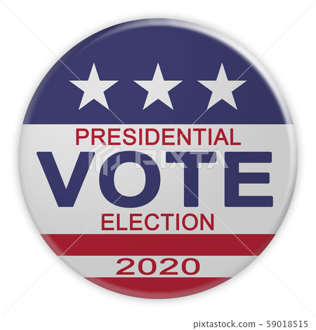 2020 Presidential Election Vote Button With US Flag, 3d illustration On White 59018515