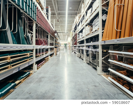 Warehouse aisle of building materials in industiral store 59018607
