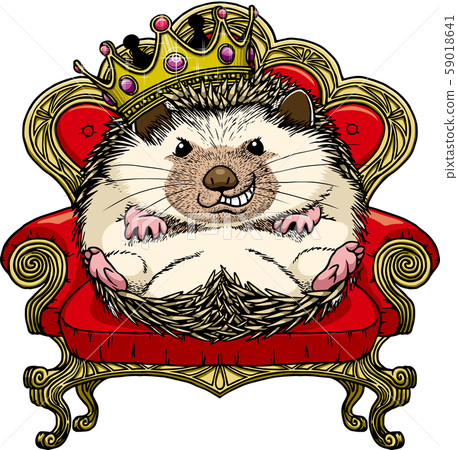 Illustration of Hedgehog king character that can be used for 2020 New Year's card material 59018641