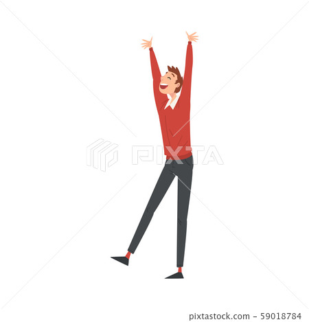 Happy Smiling Young Man Having Fun at Celebratory Party Vector Illustration 59018784