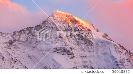 Panoramic view of Swiss Alps sunrise, Switzerland 59018875