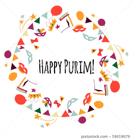 Vector illustration Happy Purim carnival. Frame in Vector illustration Happy Purim carnival. Frame in 59019079