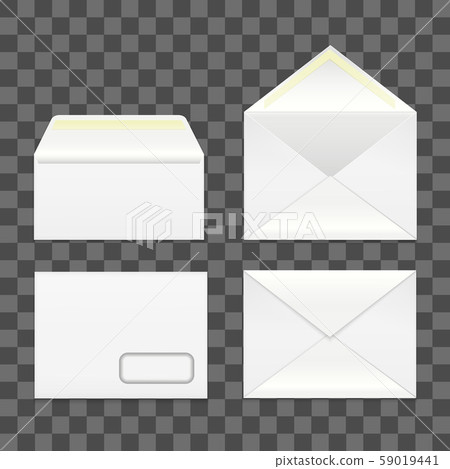 Realistic Detailed 3d White Blank Envelopes Template Mockup Set. Vector Realistic Detailed 3d White Blank Envelopes Template Mockup Set. Vector 59019441