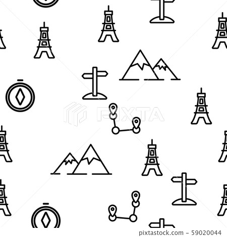 Tourism And Travel Around World Vector Seamless Pattern 59020044