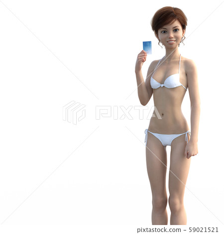 信用卡perming3DCG插圖素材的女人 59021521